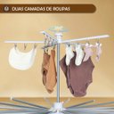 Ver imagem 2 de Varal Roupa Chao Dobravel 2 Andares 360 Graus Retratil Portatil Rodinhas Cabide Seca Estende Lençol 