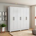 Ver imagem 2 de Conjunto Cabeceira e Guarda Roupa Casal Ferrara Branco