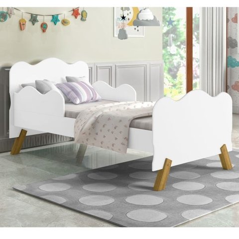 Mini Cama Nuvenzinha Branca com Proteção Lateral