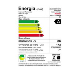 Aquecedor de Água a Gás Rinnai E17 Feh 17 Litros Bivolt Digital Prata - Gn (gás Natural) - 2