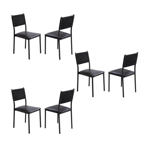 Cadeiras para Sala de Jantar 6 Unidades Bali Courino Preto Fosco Náutica Preto