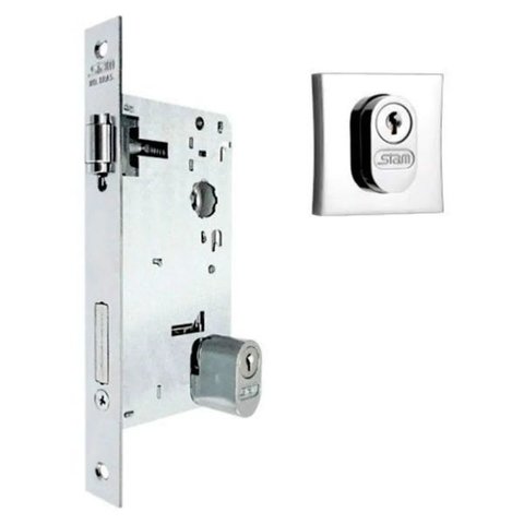 Fechadura Rolete Zamac Stam 1601 roseta quadrada Cromado