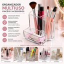 Ver imagem 3 de Organizador Multiuso Maquiagem Plástico Resistente 4 Compartimentos Escritorio Mesa Transparente