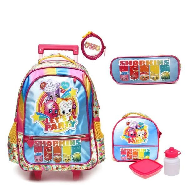 Kit Mochila com Rodinhas Shopkins Rainbow com Lancheira e Estojo - 1