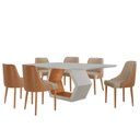 Ver imagem 3 de Conjunto para Sala de Jantar Mesa Sarah em Madeira Tampo 180cm com Vidro e 6 Cadeiras Roma