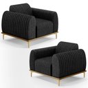 Ver imagem 1 de Kit 2 Poltronas Decorativas Base Gold Molino D06 Linho D-465 Chumbo - Mpozenato
