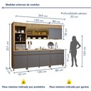 Ver imagem 4 de Cozinha Completa Modulada 5 Peças 8 Portas 4 Gavetas Torre Angular 100% MDF Realeza Premium Cinza/Carvalho/Titânio