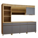 Ver imagem 3 de Cozinha Completa Modulada 5 Peças 8 Portas 4 Gavetas Torre Angular 100% MDF Realeza Premium Cinza/Carvalho/Titânio