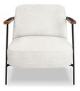 Ver imagem 5 de Poltrona Elisa Luxo Base em Aço Preto Detalhe Madeira Bouclê Branco Bz Home Decor