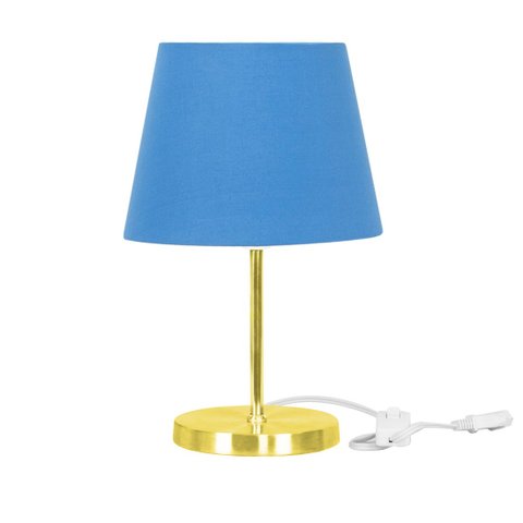 Abajur Eros Dome Azul Base Redonda Dourada