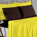 Ver imagem 3 de Jogo de Cama Casal Viúva Nobre 4 Peças Malha 100% Algodão - Amarelo / Marrom