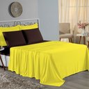 Ver imagem 1 de Jogo de Cama Casal Viúva Nobre 4 Peças Malha 100% Algodão - Amarelo / Marrom