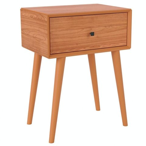Mesa de Cabeceira 1 Gaveta Pés Palito Kayla D03 Freijó - Lyam Decor