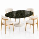 Ver imagem 3 de Mesa de Jantar Saarinen Oval 137x90 cm Tampo Mármore Verde Guatemala Base Laca Branca