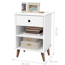 Ver imagem 3 de Mesa de Cabeceira Benício 1 Gaveta MDF Branco Basoto Brasil 45cm 36cm