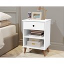 Ver imagem 4 de Mesa de Cabeceira Benício 1 Gaveta MDF Branco Basoto Brasil 45cm 36cm
