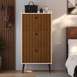 Sapateira Vertical Dark 3 Gavetas Basculantes Organizadora Calçados Retrô - Off White/ripado - 3 Sapateira Vertical Dark 3 Gavetas Basculantes Organizadora Calçados Retrô - Off White/ripado - 3