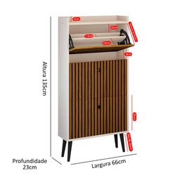 Sapateira Vertical Dark 3 Gavetas Basculantes Organizadora Calçados Retrô - Off White/ripado - 6 Sapateira Vertical Dark 3 Gavetas Basculantes Organizadora Calçados Retrô - Off White/ripado - 6