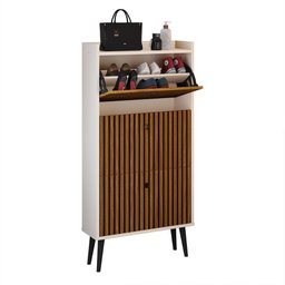 Sapateira Vertical Dark 3 Gavetas Basculantes Organizadora Calçados Retrô - Off White/ripado - 1 Sapateira Vertical Dark 3 Gavetas Basculantes Organizadora Calçados Retrô - Off White/ripado - 1