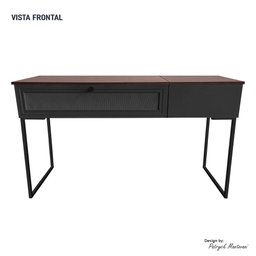 Penteadeira Iron 1 Gaveta com Espelho Nova Imbuia/Preto - Vizzato - 2