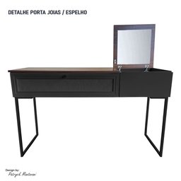 Penteadeira Iron 1 Gaveta com Espelho Nova Imbuia/Preto - Vizzato - 3