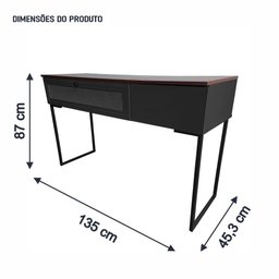 Penteadeira Iron 1 Gaveta com Espelho Nova Imbuia/Preto - Vizzato - 5