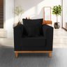 Poltrona Retro Viena Para Sala de Estar Suede Preto - Madeira Prima Deccor - 2