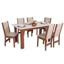 Ver imagem 1 de Conjunto Mesa Luiza Retangular Café Demolição com 6 Cadeiras Melina Asgard Bege Naturalle e Off