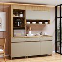 Ver imagem 1 de Cozinha Completa Modulada 3 Peças 4 Portas 3 Gavetas Torre Angular 100% MDF Realeza Premium Bege/Carvalho/Greige