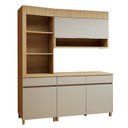 Ver imagem 2 de Cozinha Completa Modulada 3 Peças 4 Portas 3 Gavetas Torre Angular 100% MDF Realeza Premium Bege/Carvalho/Greige