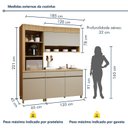 Ver imagem 3 de Cozinha Completa Modulada 3 Peças 4 Portas 3 Gavetas Torre Angular 100% MDF Realeza Premium Bege/Carvalho/Greige