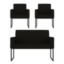 Ver imagem 1 de Kit Sofá 2 Lugares + 2 Poltronas para Recepção Sala Balaqui Cor:preto Preto