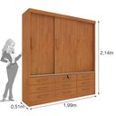 Ver imagem 2 de Guarda Roupa Roupeiro Casal Chicago 3 Portas com Espelho Cinamomo - Tcil