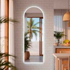 Espelho de Parede Orgânico Vitral Led Quente Corpo Inteiro 150x50cm Banheiro Sala Quarto