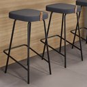 Ver imagem 2 de Kit 02 Banquetas Altas Cozinha e Área Gourmet Vik Estofada Linho Grafite - Desk Design