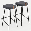 Ver imagem 1 de Kit 02 Banquetas Altas Cozinha e Área Gourmet Vik Estofada Linho Grafite - Desk Design