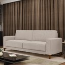 Ver imagem 2 de Sofá 3 Lugares 214cm Sala de Estar Living Pés Madeira Viso M03 Linho Cru - Lyam Decor