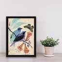 Ver imagem 2 de Quadro Casal de Passarinhos 33x24cm - com vidro:Madeira preta