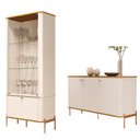 Ver imagem 1 de Conjunto Cristaleira e Aparador Buffet Tucupí com 3 Portas Off White/nature/bronze