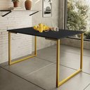 Ver imagem 1 de Mesa de Jantar Steel Estilo Industrial Pés de Aço 120x80cm Dourado/Preto