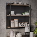 Ver imagem 2 de Prateleira Industrial Tripla Cozinha Suspenso Painel Emi 70,5cm Preto/freijó M12 - D'Rossi