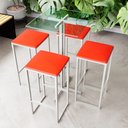 Ver imagem 1 de Conjunto Mesa Alta Bar Bistrô Quadrada Vidro 4 Bancos Estofado Don Castro Decor