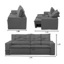 Ver imagem 3 de Sofá Retrátil e Reclinável 3 Lugares com Molas 1,80m Lima Suede Cinza Mirra Decor