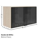 Ver imagem 3 de Armario Aereo Basculante Vidro MDF 80 cm Kali 166804 Bianco Toq Nicioli