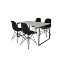 Ver imagem 2 de Mesa Industrial Base Ferro Preto Tampo 137x90 Branco 4 Cadeiras Eames Ferro Preto Assento Preto