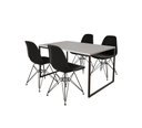 Ver imagem 2 de Mesa Industrial Base Ferro Preto Tampo 137x90 Branco 4 Cadeiras Eames Ferro Preto Assento Preto