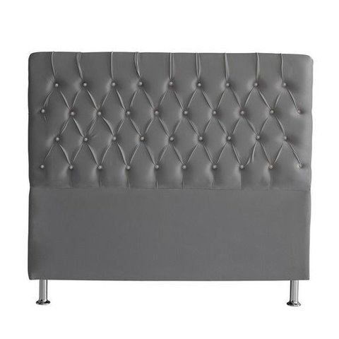 Cabeceira de Cama Box Bella Casal 140 Cm Suede Botão Cristal Grafite Eli Móveis e Decoração