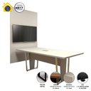 Ver imagem 4 de Conjunto para Escritório Mesa de Reunião e Painel para TV Cinza MDP 200cm F5 Office