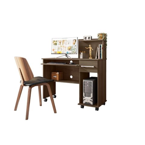Mesa de Trabalho Home Office Studio C/ Gaveteiro e Suporte para Cpu - Imbuia