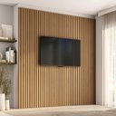 Ver imagem 1 de Painel Ripado para TV 86 Polegadas Planejado 240x250cm Aruá CabeCasa MadeiraOriginals Marrom/Jatobá